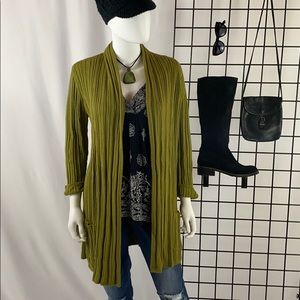 Caslon Olive Green Ribbed Cardigan